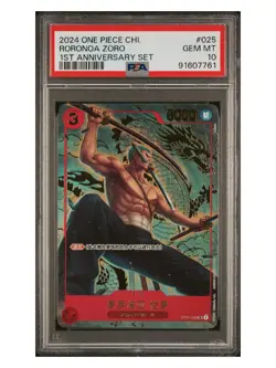 2024 One Piece Chinese 1st Anniversary Roronoa Zoro #OP01-025 PSA 10 - Image 1