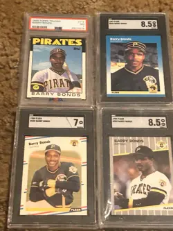 Barry Bonds Rookie Card Graded Lot (4) 1986 Topps Traded 1987-89 Fleer RC PSA - Image 2