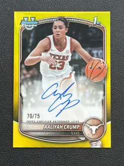 2025-26 Bowman Chrome 1st Auto 70/75 Yellow Refractor Aaliyah Crump On Card - Image 1