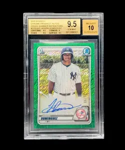 2020 Bowman Jasson Dominguez Chrome Auto 1st Green Shimmer Refractor #/99 - Image 1