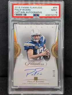 2018 Panini Flawless Philip Rivers Autograph /10 PSA 9 *On-Card Auto* Chargers - Image 1