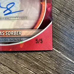 Thomas Sorber 2025-26 Bowman Sapphire #BCA-TS Chrome Red Rookie Auto RC 5/5 - Image 3