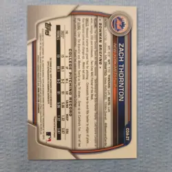 ZACH THORNTON - 2023 Bowman Draft - Chrome Prospect 1st Auto #CDA-ZT Mets - Image 2