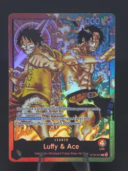 Bandai One Piece Card Game Leader Luffy & Ace ST30-001 ST30 Foil - Image 1