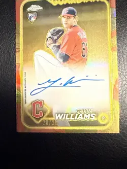 2024 Topps Chrome Gilded Gavin Williams RC Rose Refractor Auto #/25 - Image 2