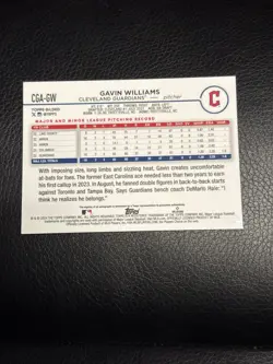 2024 Topps Chrome Gilded Gavin Williams RC Rose Refractor Auto #/25 - Image 5