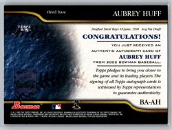 Aubrey Huff 2002 Bowman Auto BA-AH Tampa Bay Devil Rays - Image 2