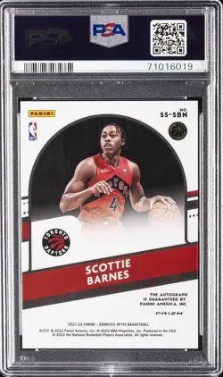2021 PANINI DONRUSS OPTIC SIGNATURE SERIES HOLO SCOTTIE BARNES PSA 10 AUTO 10 - Image 2