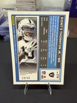 2025 Panini Donruss Optic Rookie Dont'e Thornton Jr. Auto /42 #279 Raiders - Image 2
