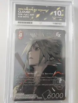 Final Fantasy TCG Cloud 28-007H Full Art Foil Dreamlike Oceans POP 1 Gem Mint 10 - Image 1
