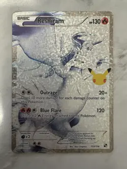 Reshiram 113/114 Holo Full Art Celebrations Classic Collection Pokemon Card NM - Image 1