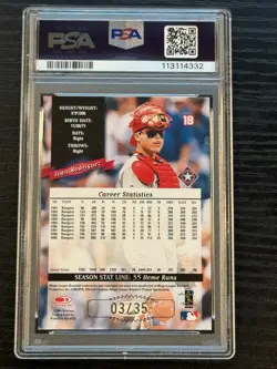 2001 Donruss Retro Season Stat Line Ivan Rodriguez /35 PSA 9 (pop:1, higher:0) - Image 2