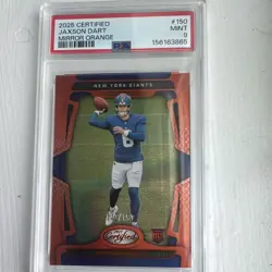 Panini 2025 Certified Mirror Orange Jaxson Dart Giants #150 PSA 9 /150 RC - Image 1