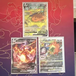 Pokemon TCG Charizard V/VMAX/VSTAR Crown Zenith 3-Card Holo Full Art Lot EN - Image 1