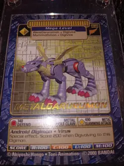 digimon card metalgarurumon bo-149 new sleeved gold stamp name - Image 2