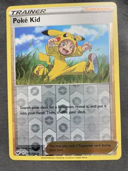 Poke Kid 173/202 Sword & Shield Reverse Holo Trainer Supporter Pokemon Card - Image 1