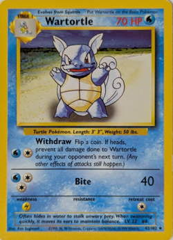 1999 Pokemon TCG - Wartortle - Base Set - Uncommon Card - 42/102 - Image 1