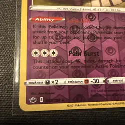 Pokemon Chilling Reign Gengar Reverse Holo Foil Card Rare 57/198 - Image 4