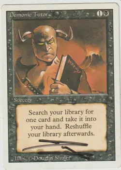 x1 Demonic Tutor REVISED MAGIC MTG ENGLISH 1994 EX-NM SIGNED DOUGLAS SHULER ! - Image 1