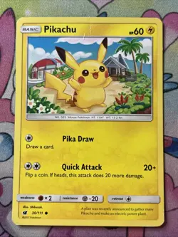 Pikachu 30/111 Non Holo Common Crimson Invasion Pokemon Card DMG - Image 1