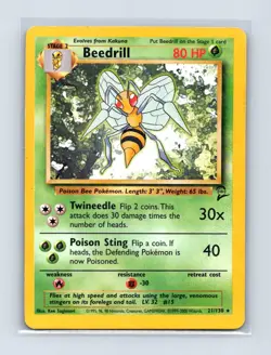 Beedrill 21/130 Rare Base Set 2 Pokemon Lightly Played - Image 1