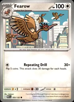 Fearow 103/132 Pokemon Mega Evolution Common NM - Image 1