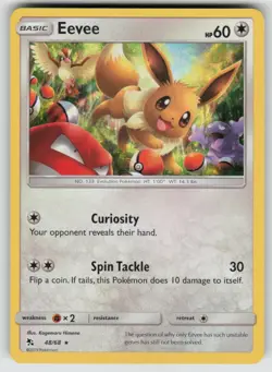 Eevee Holo 48/68 Holo (Holo Bleed) Rare Hidden Fates Pokemon NM - Image 1