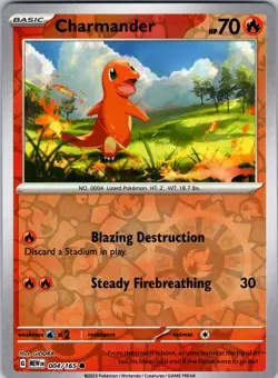 Charmander 004/165 SV: Scarlet & Violet 151 Pokemon NM/LP Reverse Holofoil - Image 1