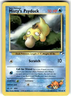 Misty's Psyduck 54/132 Uncommon Gym Heroes Pokemon 1st Edition Near Mint - Image 1