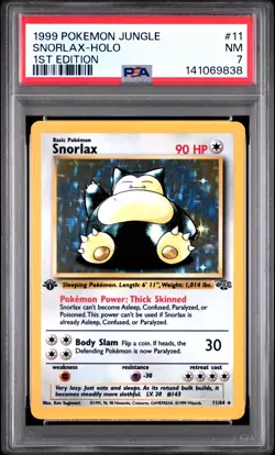 1999 POKEMON JUNGLE 1ST EDITION #11 SNORLAX-HOLO PSA 7 - Image 1