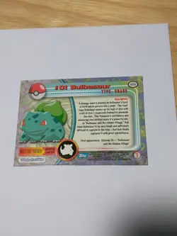 BULBASAUR - #01- Pokemon Blue Label - Topps 1999 TV Animation N M - Image 2