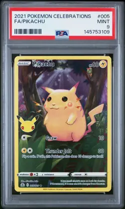 Pokemon TCG Pikachu 005/025 Celebrations Full Art Holo PSA 9 English 2021 - Image 1