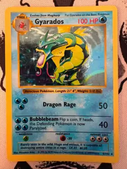Pokemon Gyarados 6/102 Base Set Shadowless Holo Rare WOTC Vintage 1999 LP - Image 1