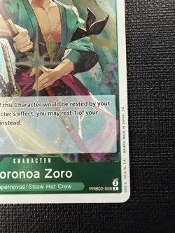 Bandai One Piece Roronoa Zoro PRB02-006 Rare Alt Art Foil EN - Image 5
