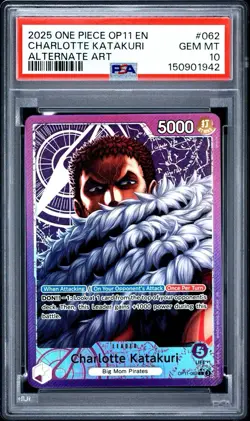 2025 One Piece OP11 A Fist Of Divine Speed Charlotte Katakuri Alt Art PSA 10 067 - Image 1