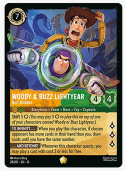 COLD FOIL Woody & Buzz Lightyear Best Buddies 28/204 Disney Lorcana Attack Vine - Image 1