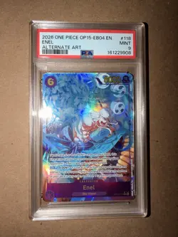 Bandai One Piece Card Game Enel OP15-118 Alternate Art Foil EN PSA 9 Pop 1 - Image 1