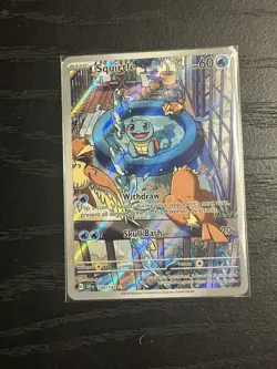 Pokemon TCG Squirtle Stellar Crown Illustration Card 148/142 Near Mint + Case - Image 2
