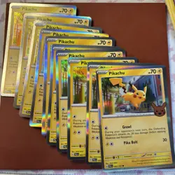 Pikachu 062/193 10 Card Lot Trick or Trade Booster Bundle 2023 Holo NM-LP - Image 1