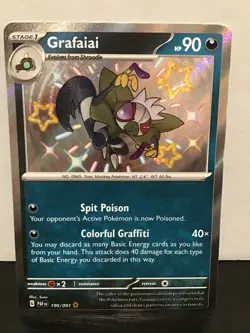 Grafaiai 190/091 Shiny Rare Holo Pokemon Paldean Fates - Image 1