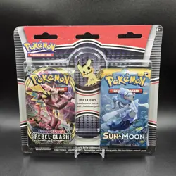 Pokemon TCG Sun & Moon Booster Blister 2 Packs W/ Mimikyu Pin New Sealed - Image 1