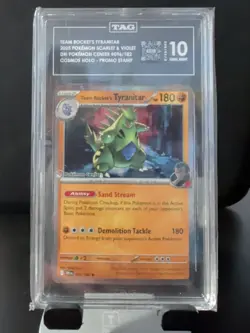 Team Rocket's Tyranitar 096/182 Pokemon Center Stamped Promo TAG 10 - Image 1