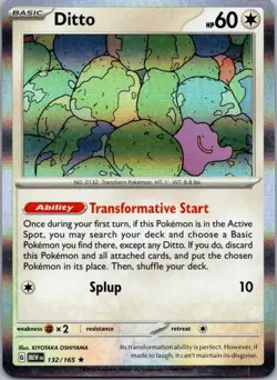 Ditto 132/165 Rare 151 Pokemon Holo Near Mint - Image 1