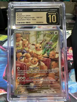 2024 POKEMON TWILIGHT MASQUERADE ILLUSTRATION RARE HOLO EEVEE CGC 10 PRISTINE - Image 1