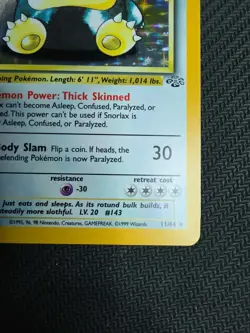 Snorlax 11/64 Jungle Holo Unlimited WotC Pokemon TCG Near Mint Vintage - Image 3