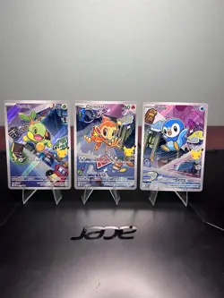 Pokemon TCG First Partners Illustration Series One Turtwig Piplup Chimchar Set - Image 1