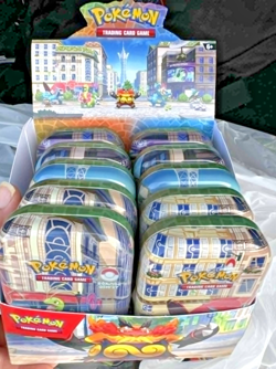 Pokemon TCG Luminous City Mini Tin Display Box (10 Tins) Factory Sealed - Image 1