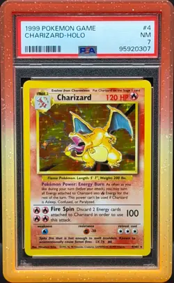 1999 POKEMON BASE SET UNLIMITED #4 CHARIZARD-HOLO PSA 7 NM - Image 1