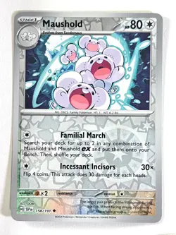 Maushold 158/191 Reverse Holo Uncommon Surging Sparks Pokemon TCG - Near Mint NM - Image 1