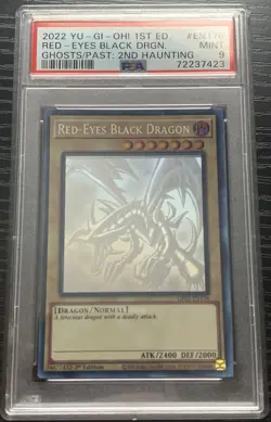 Yu-Gi-Oh! TCG 2022 Red-Eyes Black Dragon Ghost Rare Foil 1st Ed PSA 9 - Image 1